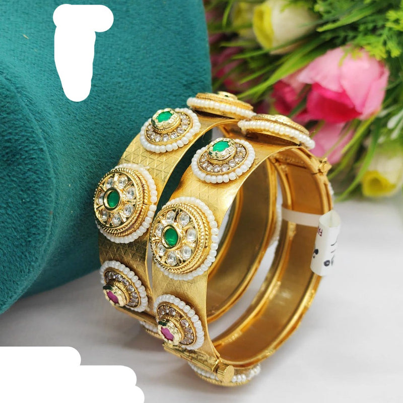 JCM Gold Plated Pota Openable  Bangles Set