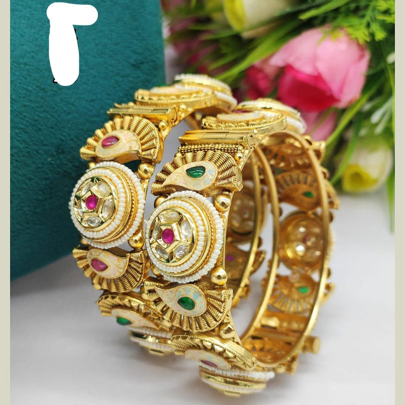 JCM Gold Plated Meenakari Openable Bangles Set