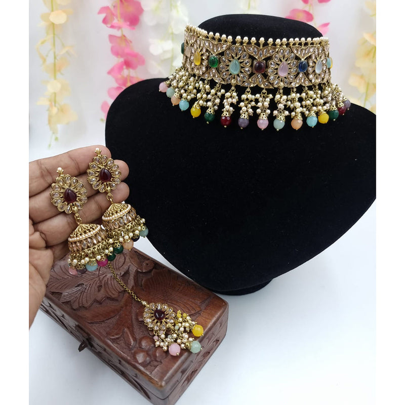 JCM Gold Plated Crystal Stone Necklace Set