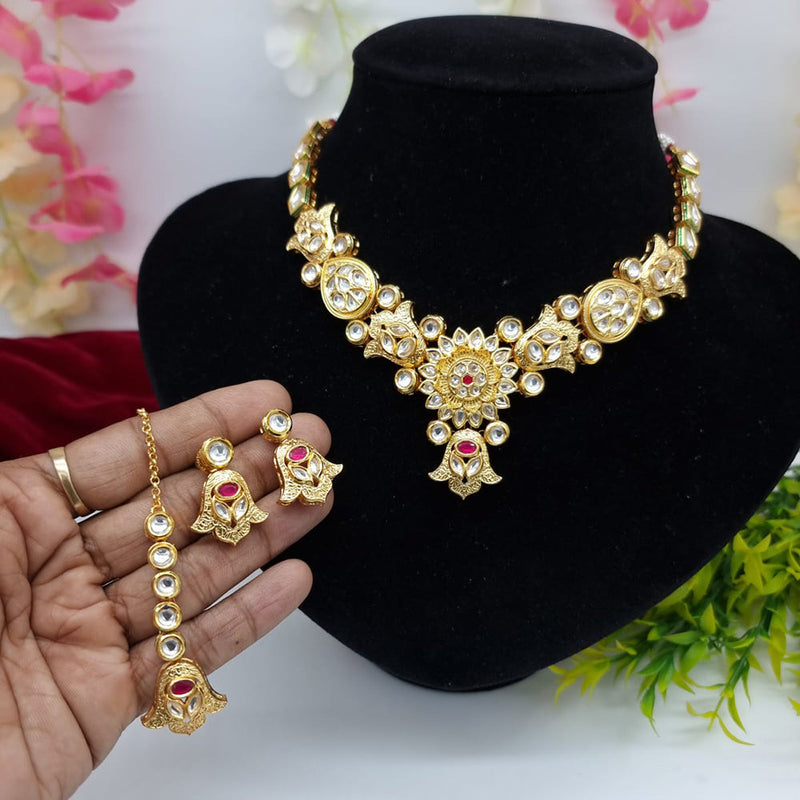 JCM Gold Plated Kundan Necklace Set