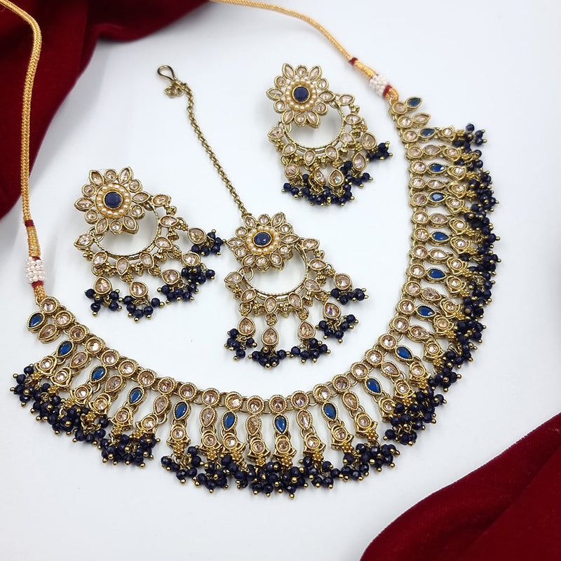 JCM Gold Plated Crystal Stone And Pearl Necklace Set