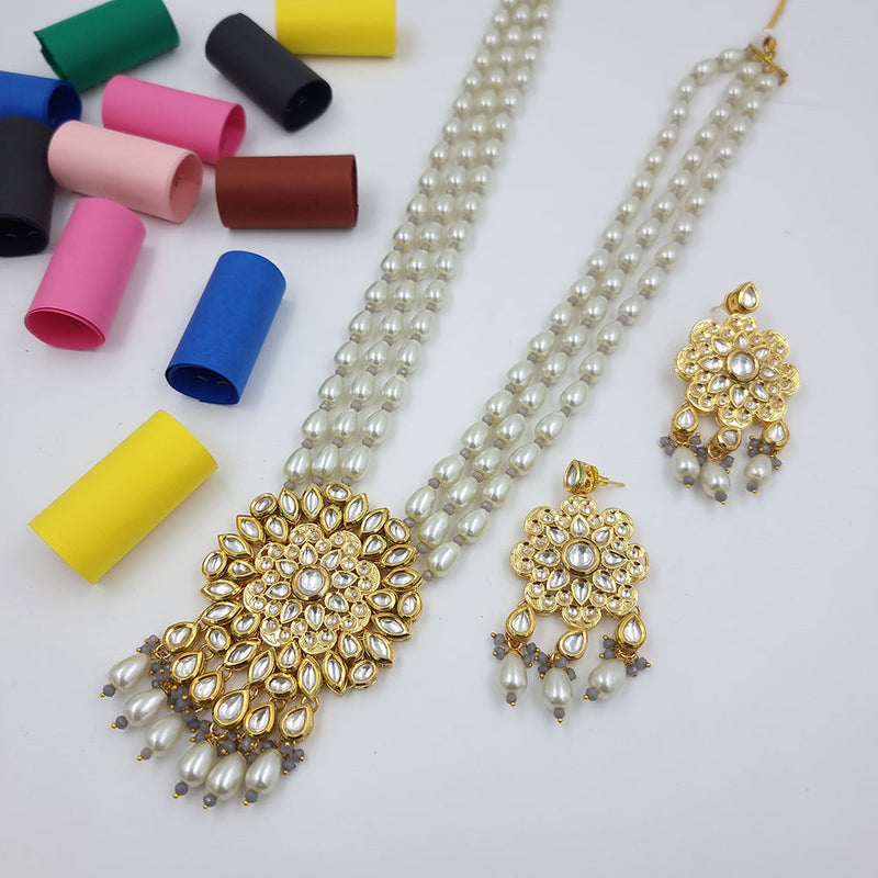 JCM Gold Plated Kundan Long Necklace Set