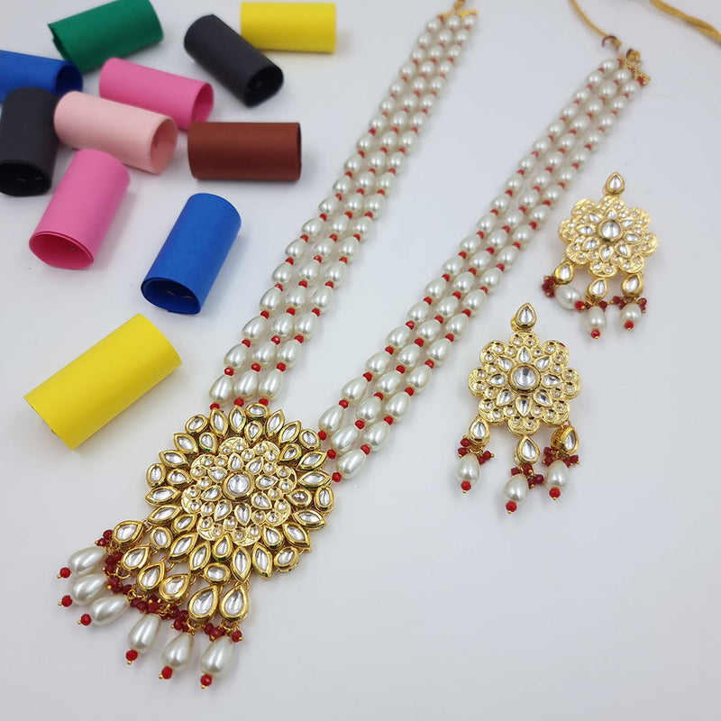 JCM Gold Plated Kundan Long Necklace Set