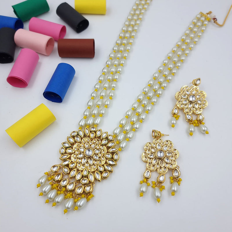 JCM Gold Plated Kundan Long Necklace Set