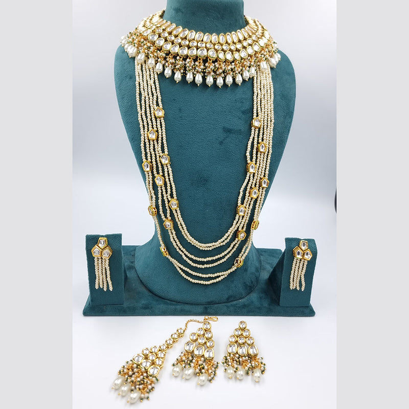 JCM Gold Plated  Kundan Necklace Combo Set