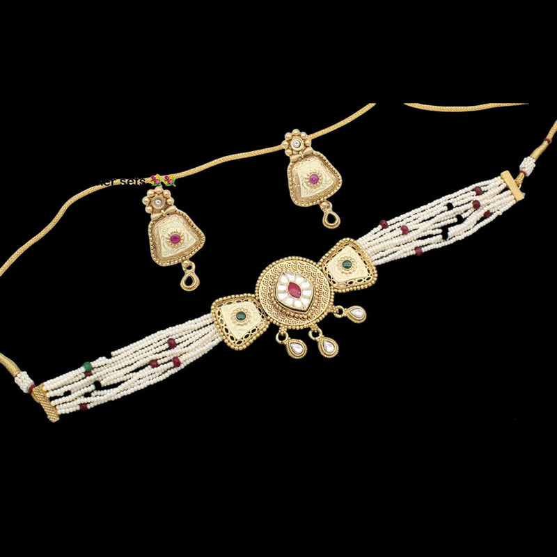 JCM Gold Plated Crystal Choker Necklace Set