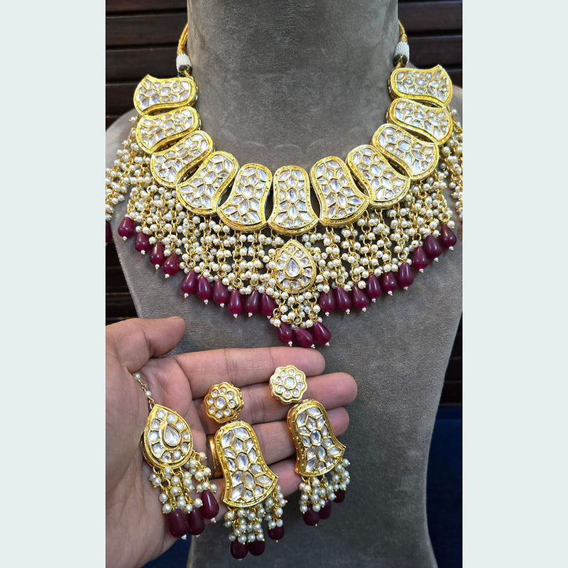 Jcm Gold Plated Kundan Necklace Set