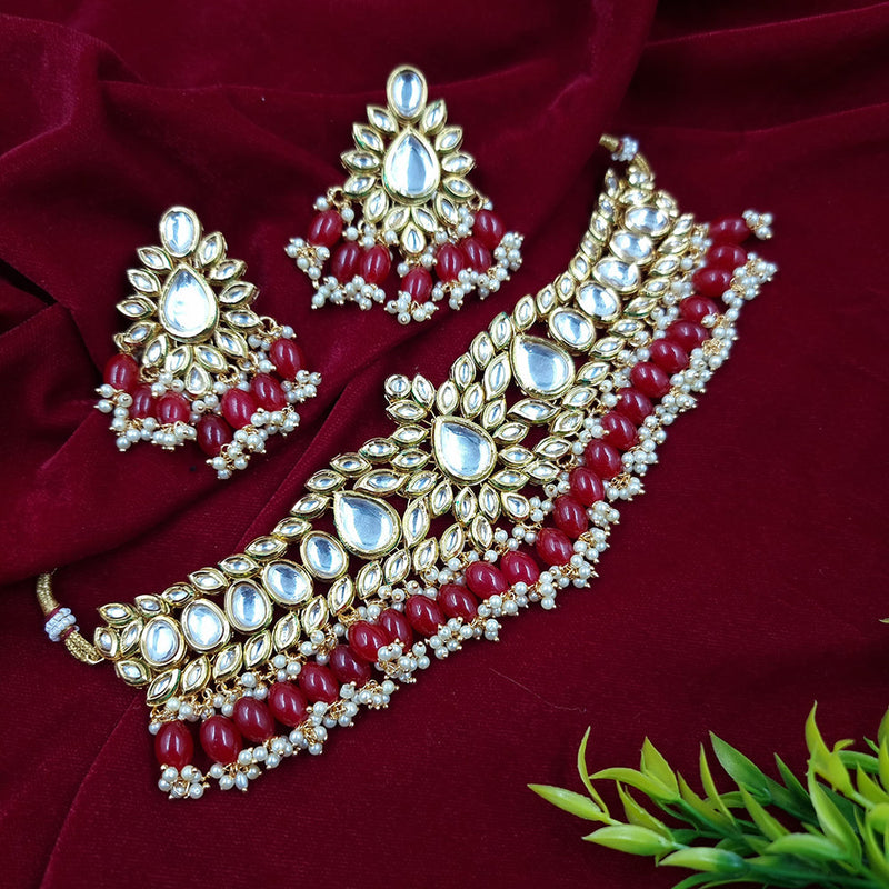 JCM Gold Plated Kundan Choker Necklace Set