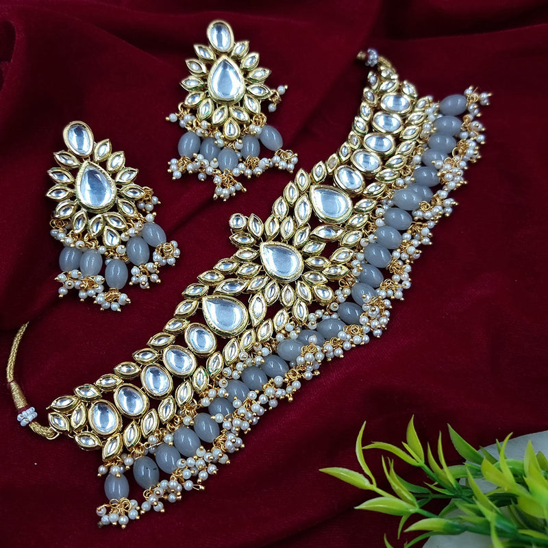 JCM Gold Plated Kundan Choker Necklace Set