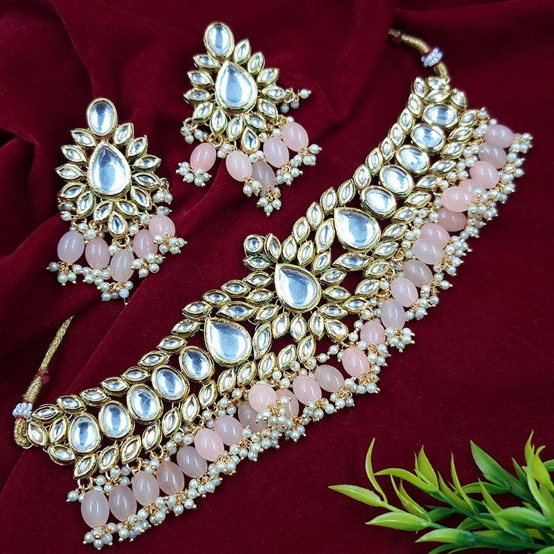 JCM Gold Plated Kundan Choker Necklace Set