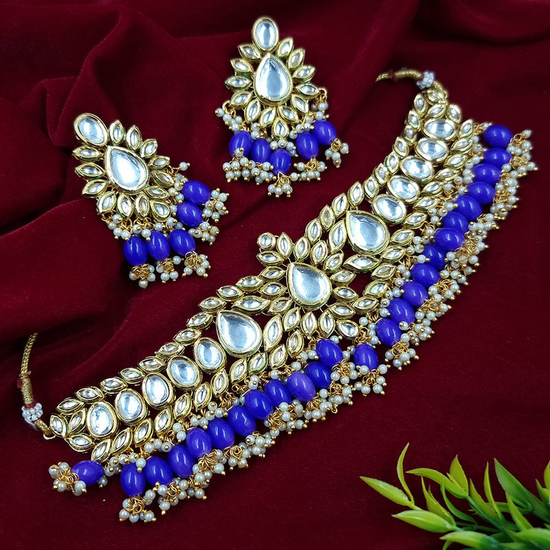 JCM Gold Plated Kundan Choker Necklace Set