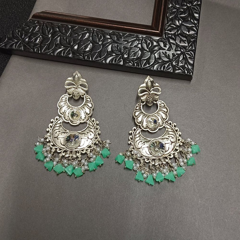 Bhavi Crystal Stone Silver Plated Dangler Earrings