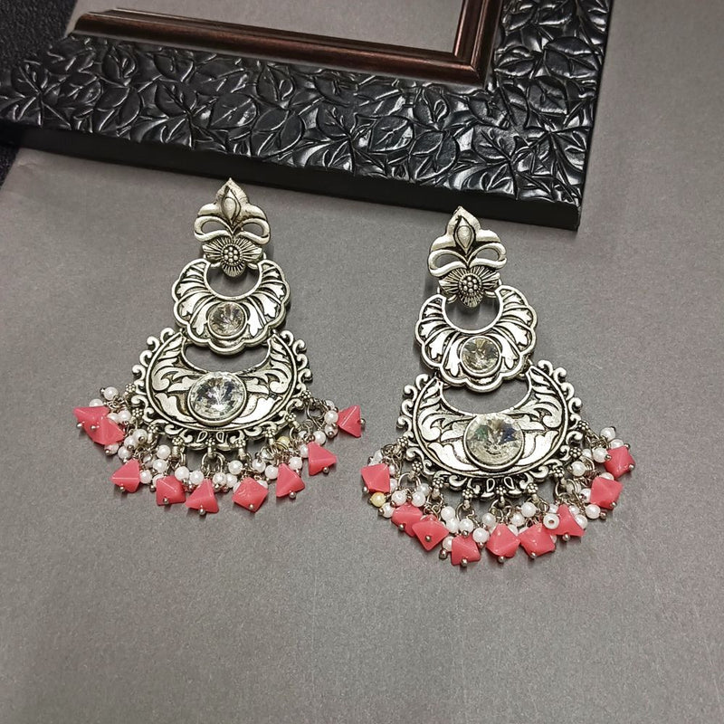 Bhavi Crystal Stone Silver Plated Dangler Earrings