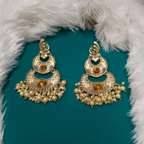 Bhavi Crystal Stone Gold Plated Dangler Earrings