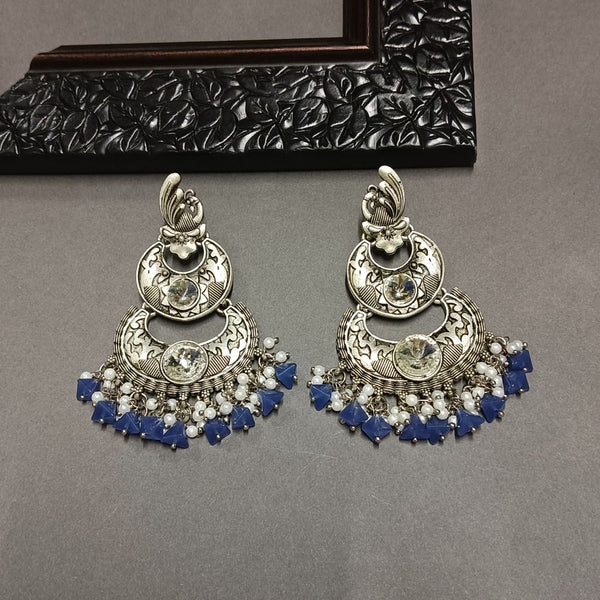 Bhavi Crystal Stone Silver Plated Dangler Earrings