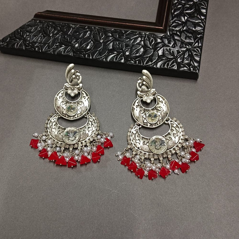 Bhavi Crystal Stone Silver Plated Dangler Earrings