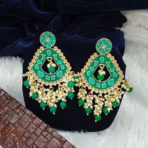 Bhavi Meenakari & Beads Gold Plated Dangler Earrings