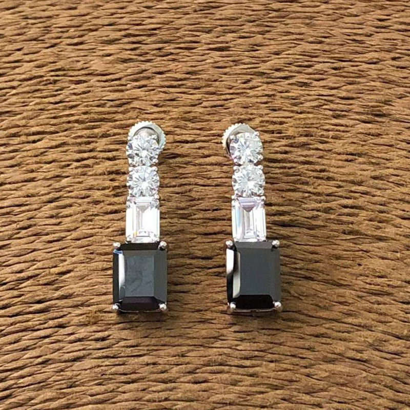 JewelTreetz Silver Plated CZ Diamond earrings