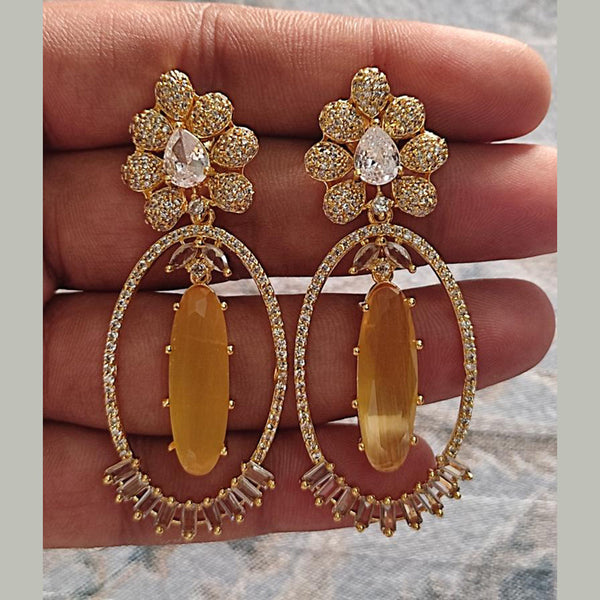 JewelTreeTz Gold Plated  AD Stone Dangler Earrings