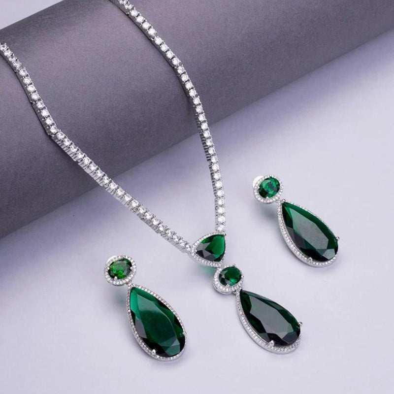 JewelTreeTz Silver Plated Crystal Stone Necklace Set