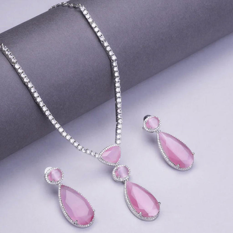 JewelTreeTz Silver Plated Crystal Stone Necklace Set