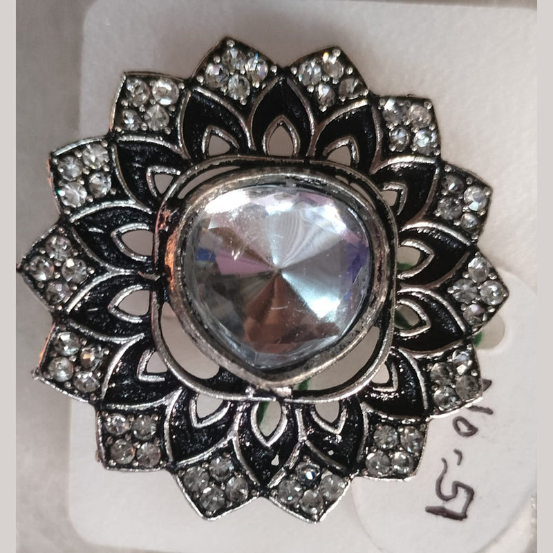 Khushboo Jewellers Oxidised Plated Crystal Stone Ring