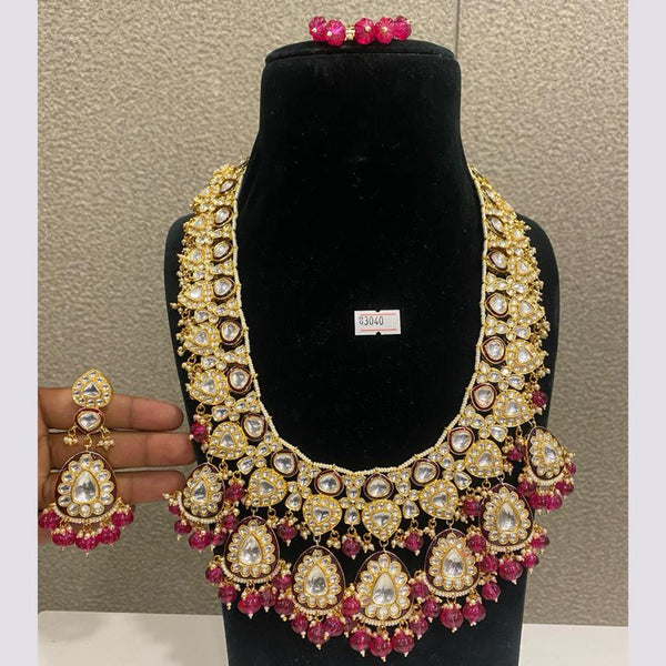 Max Plus Jewels Gold Plated Kundan Stone Long Necklace Set