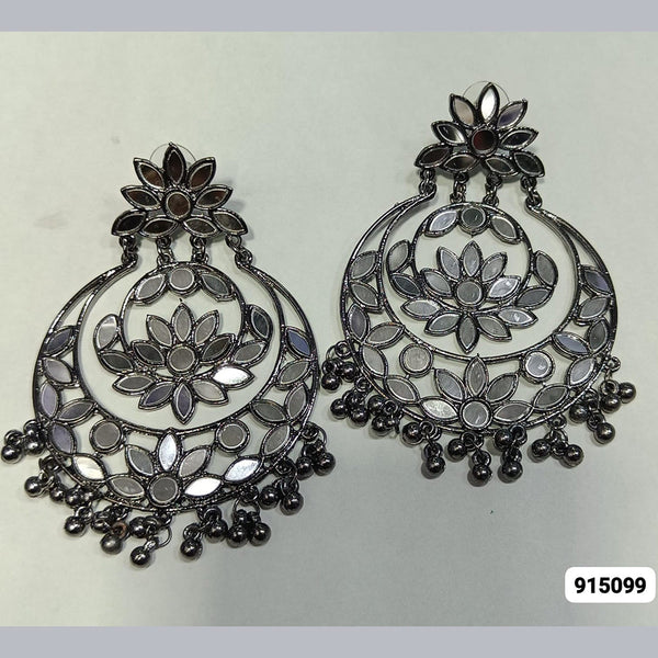 Rani Sati Jewels Oxidised Plated Mirror Dangler Earring
