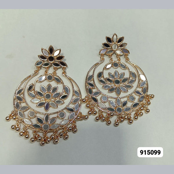 Rani Sati Jewels Rose Gold Plated Mirror Dangler Earrings