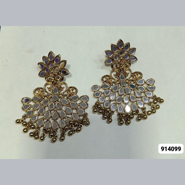Rani Sati Jewels Gold Plated Mirror Dangler Earrings