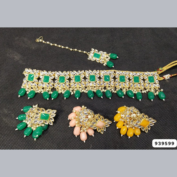 Rani Sati Jewels Gold Plated Crystal Stone Choker Necklace Set