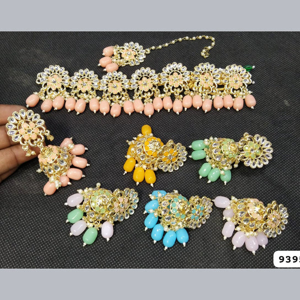 Rani Sati Jewels Gold Plated Beads Choker Necklace Set