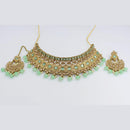 Rani Sati Jewels Gold Plated Crystal And Pearl Choker Necklace Set