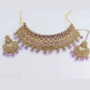 Rani Sati Jewels Gold Plated Crystal And Pearl Choker Necklace Set