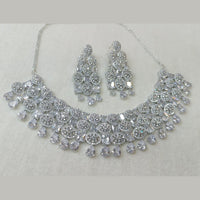 Rani Sati Jewels Silver Plated AD Necklace Set