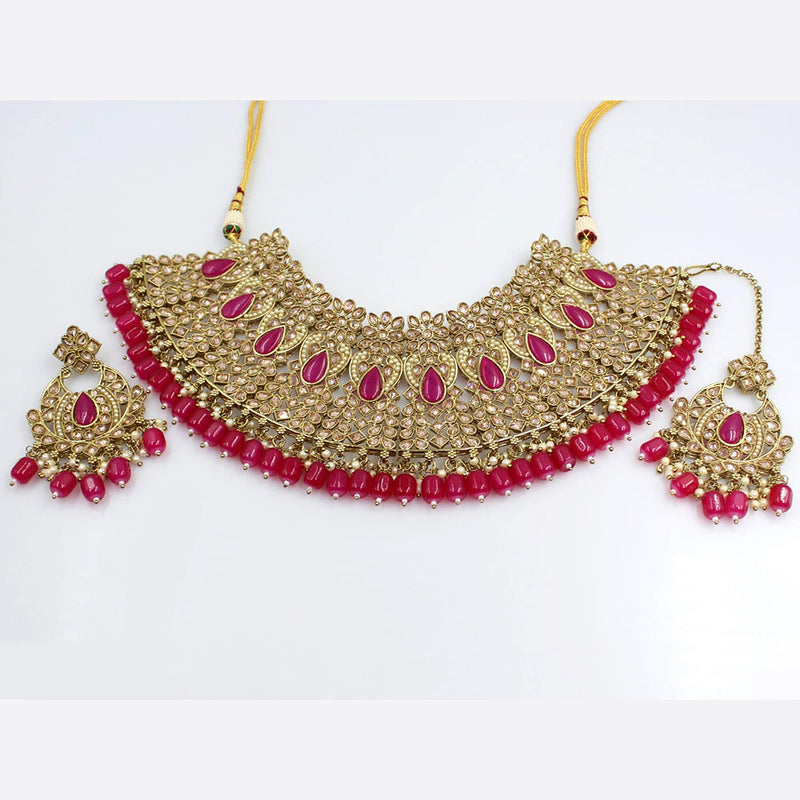 Rani Sati Jewels Gold Plated Crystal Stone Necklace Set