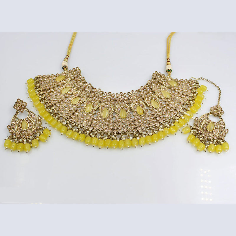 Rani Sati Jewels Gold Plated Crystal Stone Necklace Set