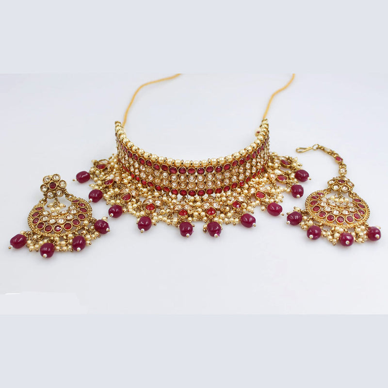 Rani Sati Jewels Gold Plated Crystal Stone Necklace Set