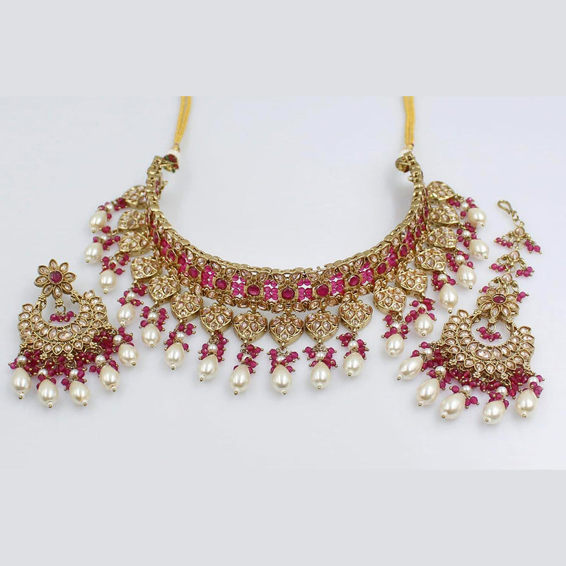 Rani Sati Jewels Gold Plated Crystal Stone Choker Necklace Set