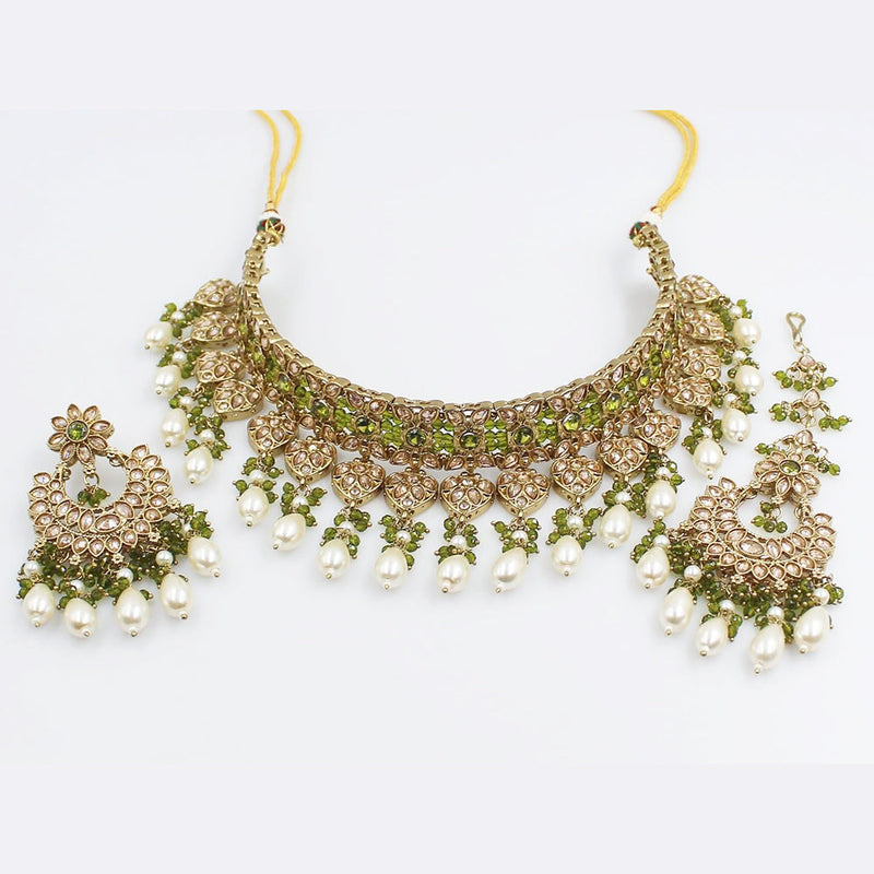 Rani Sati Jewels Gold Plated Crystal Stone Choker Necklace Set