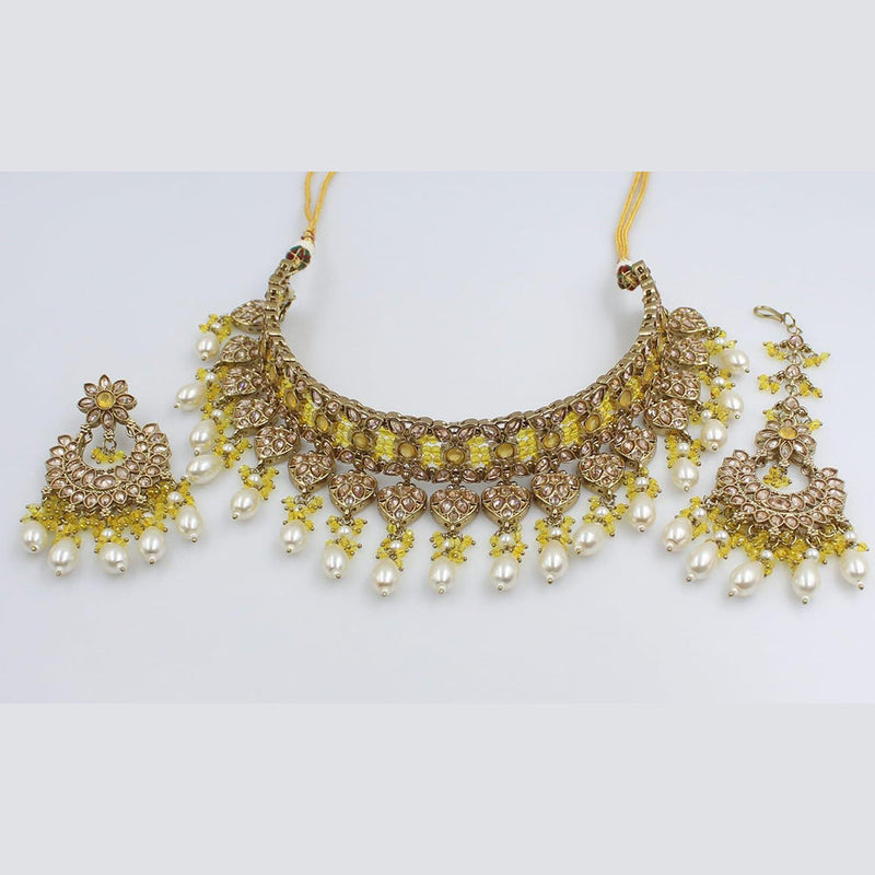 Rani Sati Jewels Gold Plated Crystal Stone Choker Necklace Set