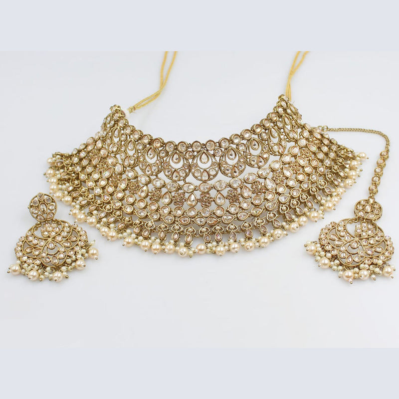 Rani Sati Jewels Gold Plated Crystal Stone Necklace Set