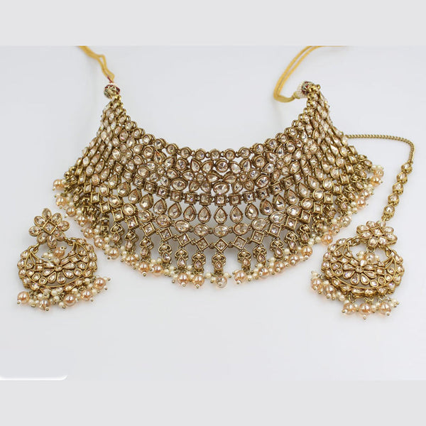 Rani Sati Jewels Gold Plated Crystal Stone Necklace Set