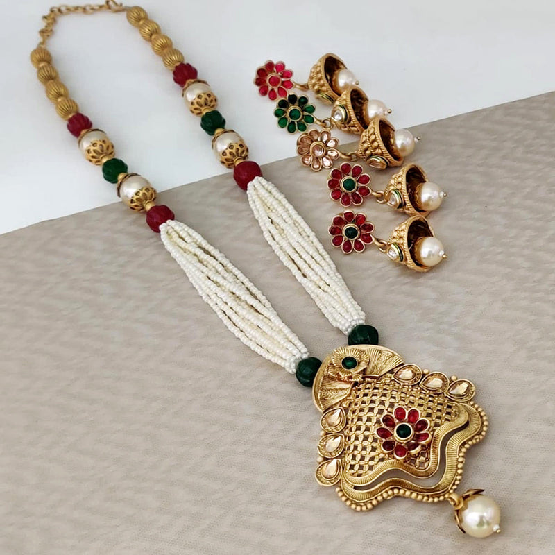 Rani Sati Jewels Gold Plated Pota Long Necklace Set