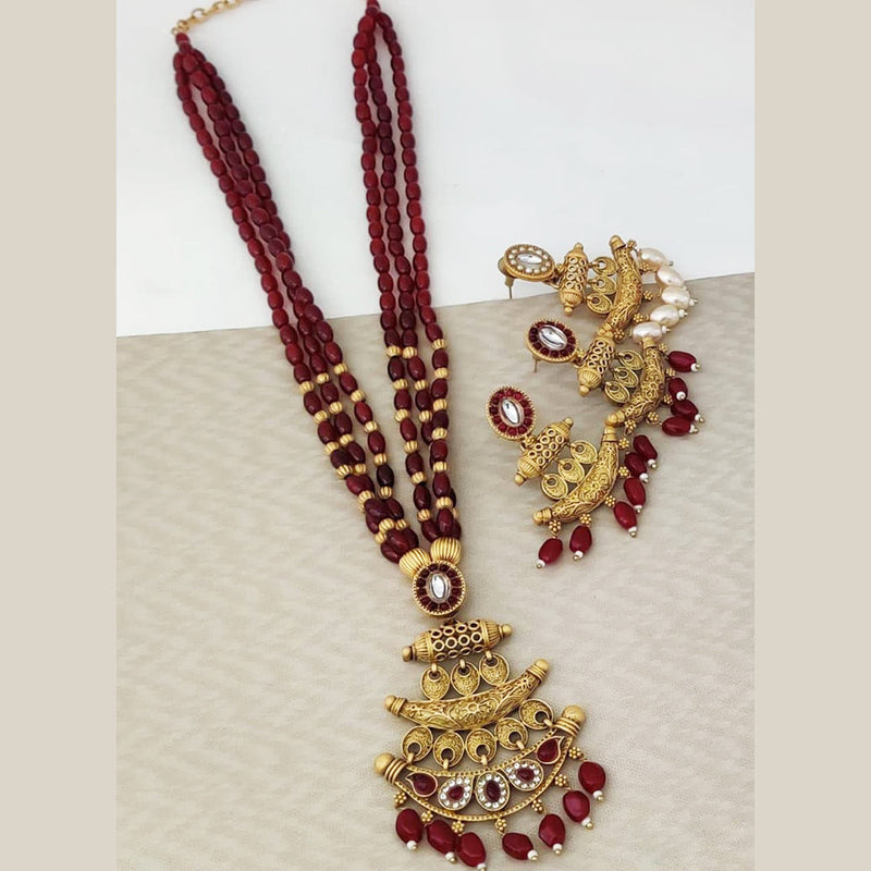 Rani Sati Jewels Gold Plated Pota Long Necklace Set