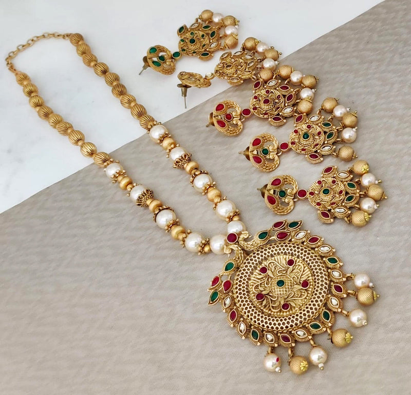 Rani Sati Jewels Gold Plated Pota Long Necklace Set