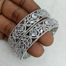 Rani Sati Jewels Silver Plated AD Bangles Set