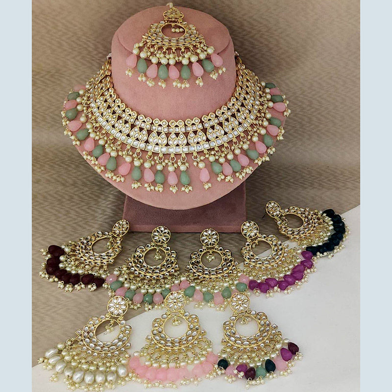 Rani Sati Jewels Gold Plated Kundan Choker Necklace Set