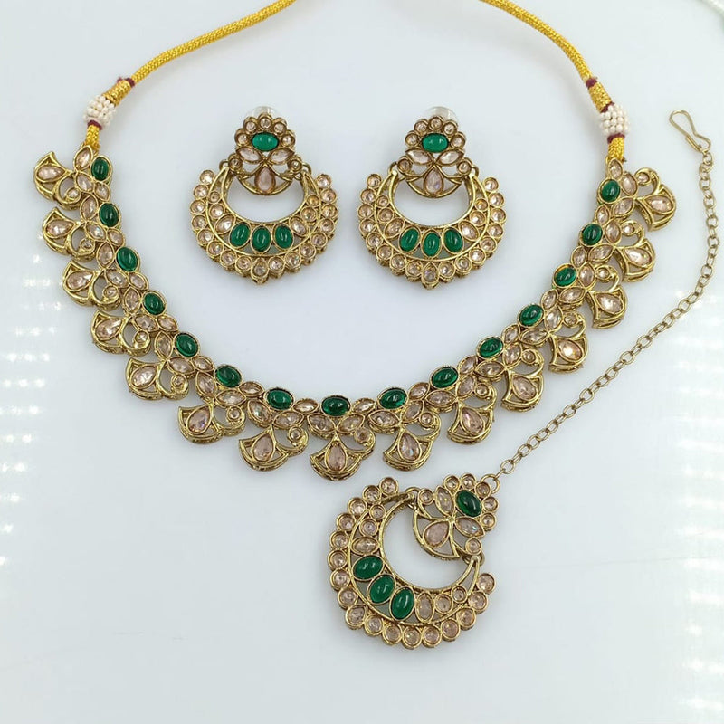 Rani Sati Jewels Gold Plated Reverse AD Necklace Set