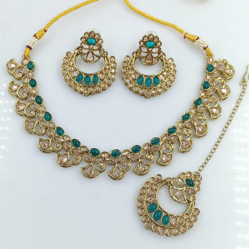 Rani Sati Jewels Gold Plated Reverse AD Necklace Set